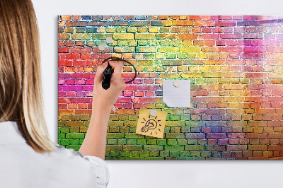 Decoratief glazen wandbord beschrijfbaar en magnetisch Een kleurrijke muur met ruimte voor foto's