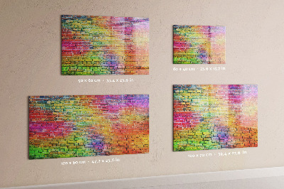 Decoratief glazen wandbord beschrijfbaar en magnetisch Een kleurrijke muur met ruimte voor foto's