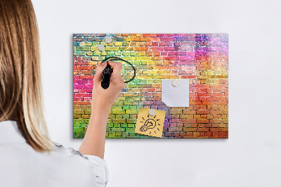 Decoratief glazen wandbord beschrijfbaar en magnetisch Een kleurrijke muur met ruimte voor foto's