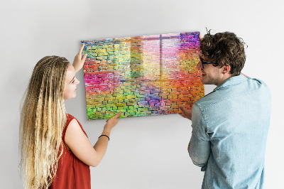 Decoratief glazen wandbord beschrijfbaar en magnetisch Een kleurrijke muur met ruimte voor foto's