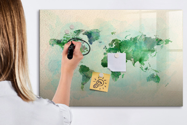 Memobord van glas met print inclusief neodymium magneten De herinneringen van de wereld in kaart brengen