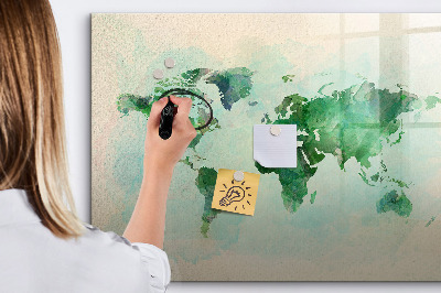 Memobord van glas met print inclusief neodymium magneten De herinneringen van de wereld in kaart brengen