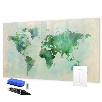 Memobord van glas met print inclusief neodymium magneten De herinneringen van de wereld in kaart brengen