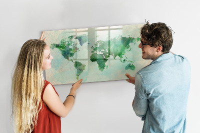 Memobord van glas met print inclusief neodymium magneten De herinneringen van de wereld in kaart brengen