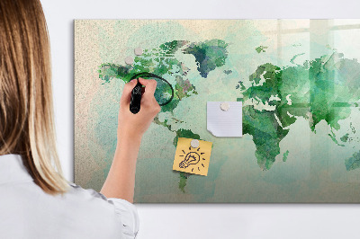 Memobord van glas met print inclusief neodymium magneten De herinneringen van de wereld in kaart brengen