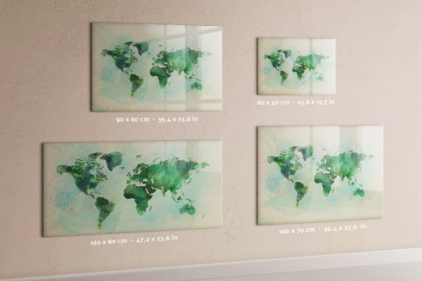 Memobord van glas met print inclusief neodymium magneten De herinneringen van de wereld in kaart brengen