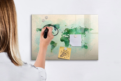 Memobord van glas met print inclusief neodymium magneten De herinneringen van de wereld in kaart brengen