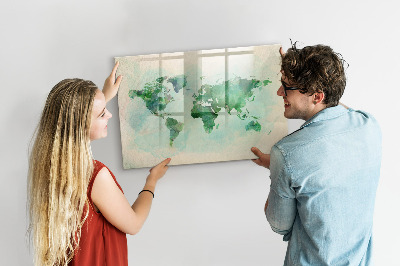 Memobord van glas met print inclusief neodymium magneten De herinneringen van de wereld in kaart brengen