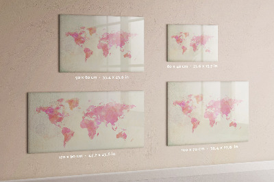Decoratief glazen wandbord beschrijfbaar en magnetisch Een kaart vol herinneringen met dierbaren en je huisdier.