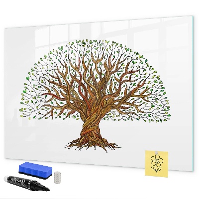 Memobord van glas met print inclusief neodymium magneten Herinneringsboom met magneten en stift