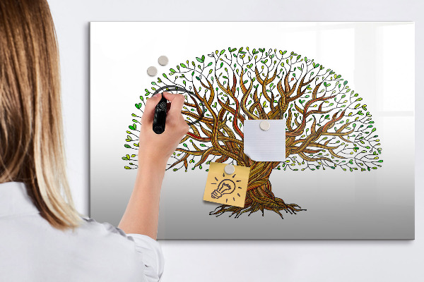 Memobord van glas met print inclusief neodymium magneten Herinneringsboom met magneten en stift