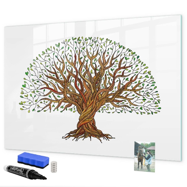 Memobord van glas met print inclusief neodymium magneten Herinneringsboom met magneten en stift