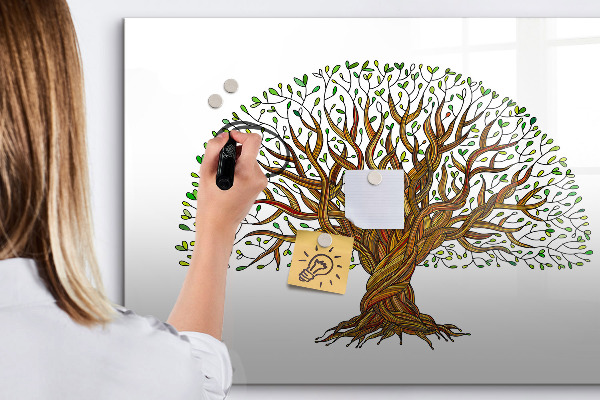 Memobord van glas met print inclusief neodymium magneten Herinneringsboom met magneten en stift