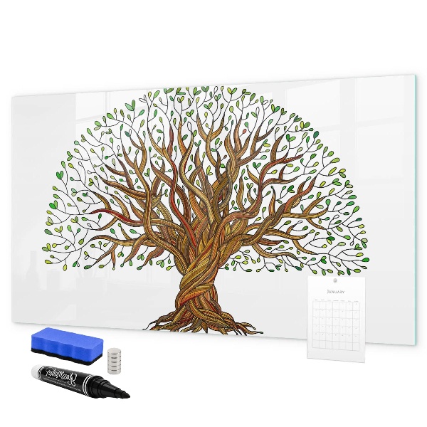 Memobord van glas met print inclusief neodymium magneten Herinneringsboom met magneten en stift