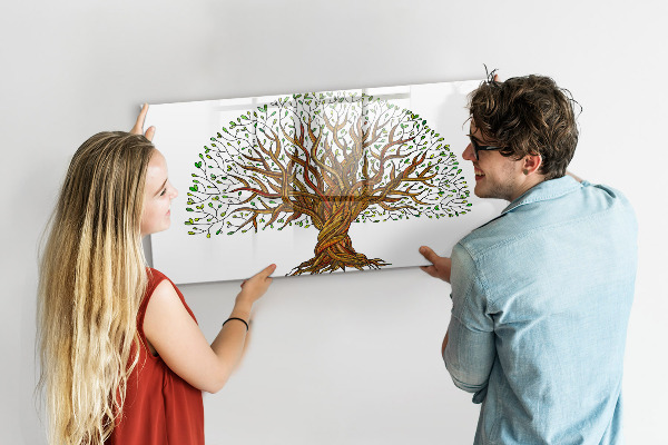 Memobord van glas met print inclusief neodymium magneten Herinneringsboom met magneten en stift