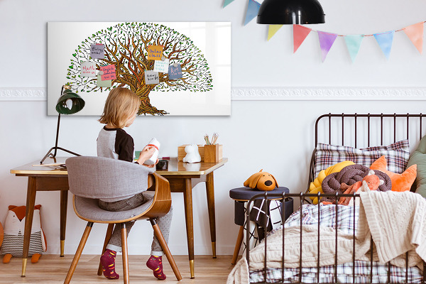 Memobord van glas met print inclusief neodymium magneten Herinneringsboom met magneten en stift