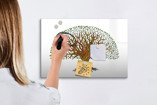 Memobord van glas met print inclusief neodymium magneten Herinneringsboom met magneten en stift