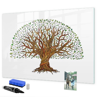 Memobord van glas met print inclusief neodymium magneten Herinneringsboom met magneten en stift