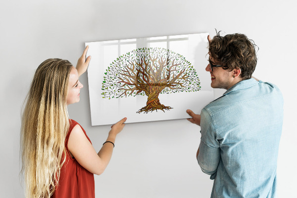 Memobord van glas met print inclusief neodymium magneten Herinneringsboom met magneten en stift