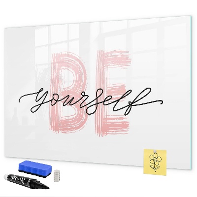 Decoratief glazen wandbord beschrijfbaar en magnetisch Een inspirerende plek voor herinneringen en foto's.