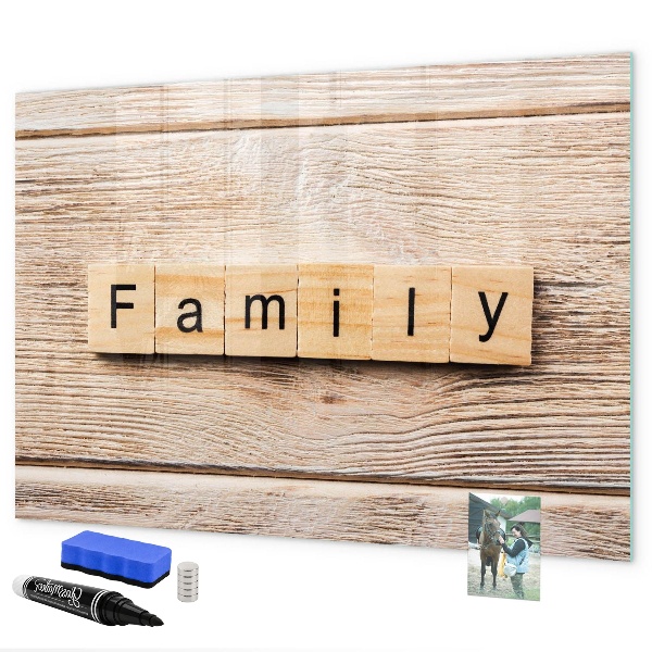 Memobord van glas met print inclusief neodymium magneten Een set voor het presenteren van foto's aan de muur.