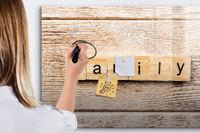 Memobord van glas met print inclusief neodymium magneten Een set voor het presenteren van foto's aan de muur.