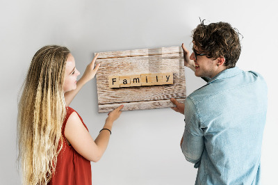 Memobord van glas met print inclusief neodymium magneten Een set voor het presenteren van foto's aan de muur.