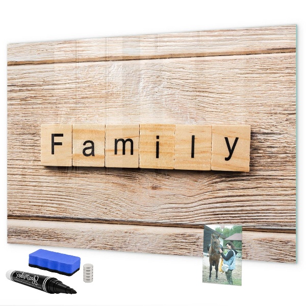 Memobord van glas met print inclusief neodymium magneten Een set voor het presenteren van foto's aan de muur.