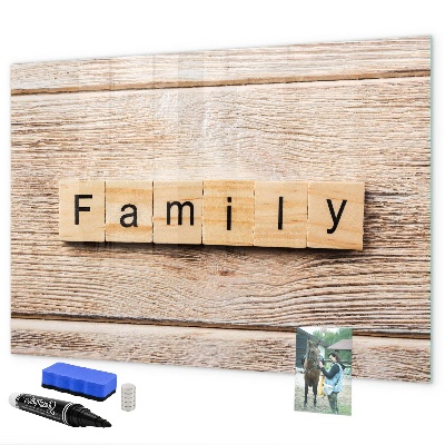 Memobord van glas met print inclusief neodymium magneten Een set voor het presenteren van foto's aan de muur.