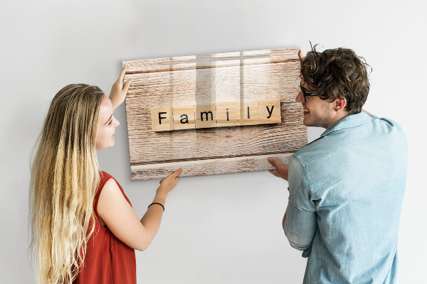 Memobord van glas met print inclusief neodymium magneten Een set voor het presenteren van foto's aan de muur.