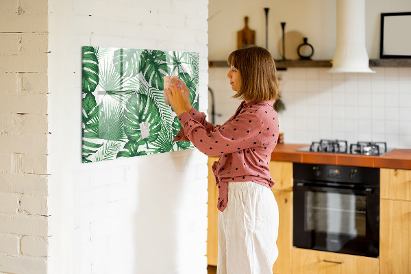 Decoratief glazen wandbord beschrijfbaar en magnetisch Groen bord voor foto's en notities