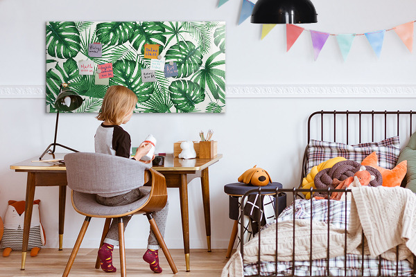 Decoratief glazen wandbord beschrijfbaar en magnetisch Groen bord voor foto's en notities