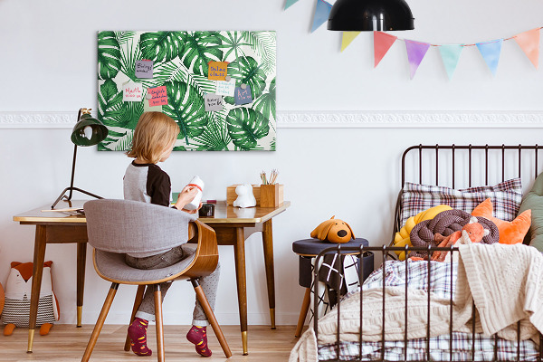 Decoratief glazen wandbord beschrijfbaar en magnetisch Groen bord voor foto's en notities