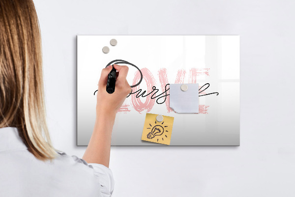 Decoratief glazen wandbord beschrijfbaar en magnetisch Bord voor foto's en notities