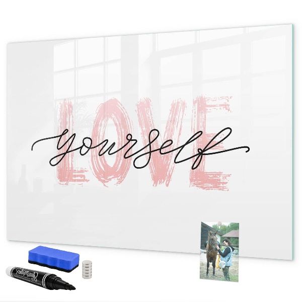 Decoratief glazen wandbord beschrijfbaar en magnetisch Bord voor foto's en notities