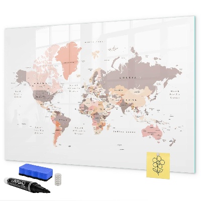 Decoratief glazen wandbord beschrijfbaar en magnetisch Een geheugenkaart met je favoriete foto's