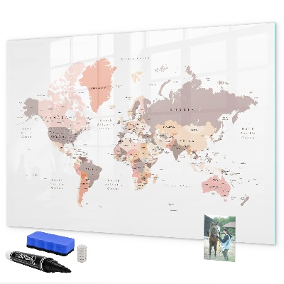 Decoratief glazen wandbord beschrijfbaar en magnetisch Een geheugenkaart met je favoriete foto's