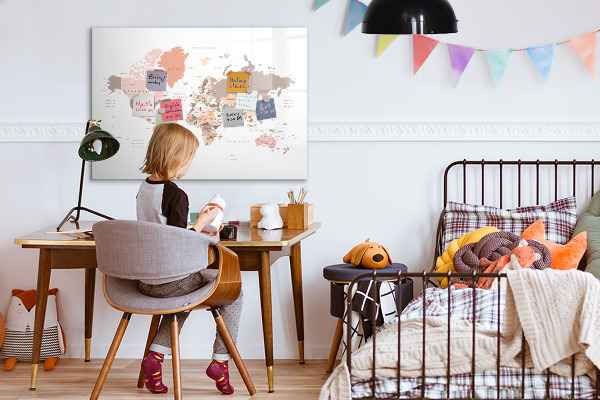 Decoratief glazen wandbord beschrijfbaar en magnetisch Een geheugenkaart met je favoriete foto's