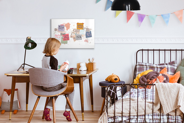 Decoratief glazen wandbord beschrijfbaar en magnetisch Een geheugenkaart met je favoriete foto's
