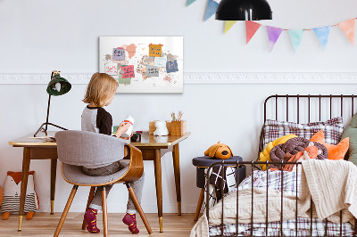 Decoratief glazen wandbord beschrijfbaar en magnetisch Een geheugenkaart met je favoriete foto's
