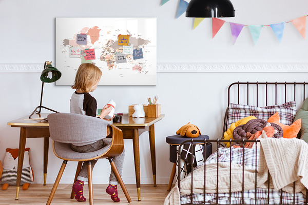 Decoratief glazen wandbord beschrijfbaar en magnetisch Een geheugenkaart met je favoriete foto's
