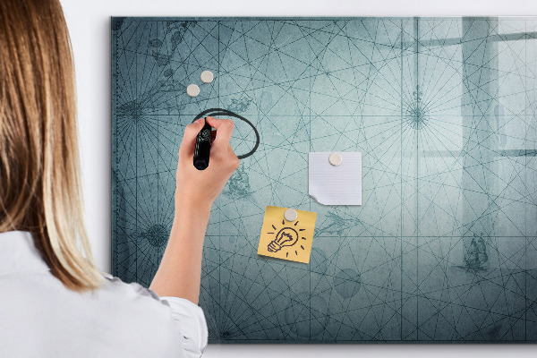 Memobord van glas met print inclusief neodymium magneten Een stijlvol bord voor notities en foto's