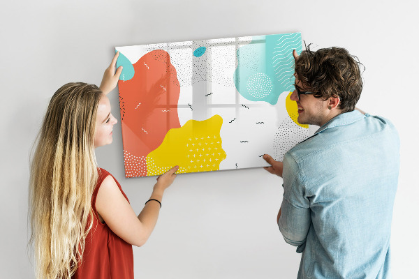 Decoratief glazen wandbord beschrijfbaar en magnetisch Creatief moodboard voor foto's en notities