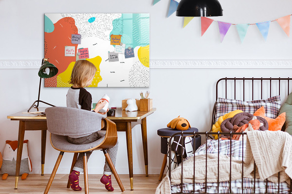 Decoratief glazen wandbord beschrijfbaar en magnetisch Creatief moodboard voor foto's en notities