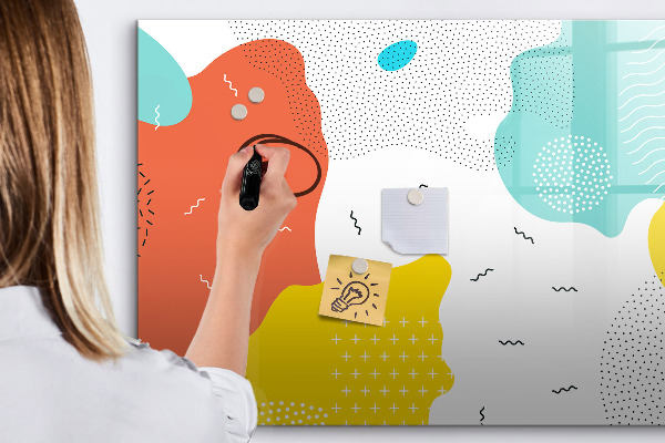Decoratief glazen wandbord beschrijfbaar en magnetisch Creatief moodboard voor foto's en notities