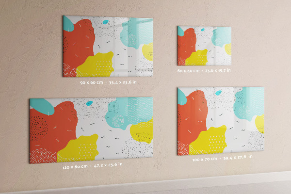 Decoratief glazen wandbord beschrijfbaar en magnetisch Creatief moodboard voor foto's en notities