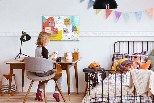 Decoratief glazen wandbord beschrijfbaar en magnetisch Creatief moodboard voor foto's en notities