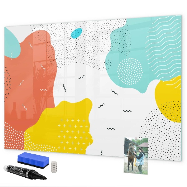 Decoratief glazen wandbord beschrijfbaar en magnetisch Creatief moodboard voor foto's en notities