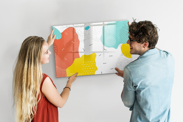 Decoratief glazen wandbord beschrijfbaar en magnetisch Creatief moodboard voor foto's en notities