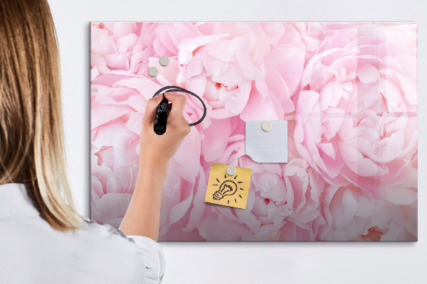Memobord van glas met print inclusief neodymium magneten Bloemenmotief met ruimte voor foto's